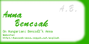 anna bencsak business card